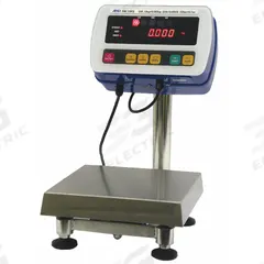 A&D WEIGHING Food Scale: 15 in Weighing Surface Dp, 11 3/4 in Weighing Surface Wd, LED, SW-15KM. Key specifications — Connection Ports: RS-232C; Readability: 0.005 lb/0.002 kg; Brand: A&D WEIGHING; IP Rating: IP69K.