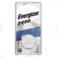 ENERGIZER Coin Cell Battery: 2450 Battery Size, Lithium / Manganese Dioxide, 620 mAh Capacity, 3V DC (MPN ECR2450BP). Key specifications — Voltage - Batteries: 3V DC; Battery Chemistry: Lithium / Manganese Dioxide; Product Type: Coin Cell Battery; Battery Size: 2450; Brand: ENERGIZER; Voltage - Subhead: 3V DC.