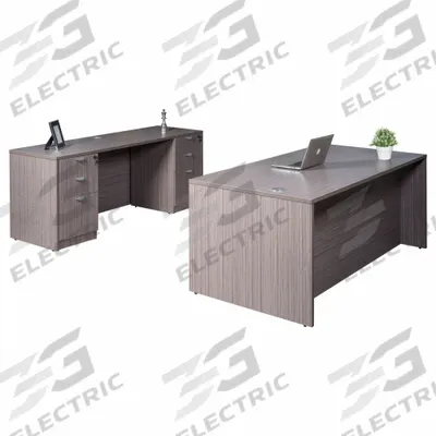 BOSS OFFICE PRODUCTS Office Furniture Kit with Fixed-Height Desk: Driftwood - Holland Series