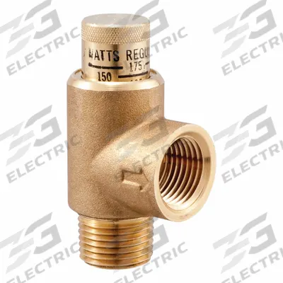 Watts Calibrated Adjustable Relief Valve: MNPT x FNPT, 3/4 in x 1/2 in, Brass - Non-Code Air, Inert Gas & Liquids Pressure Relief Valves