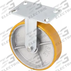 APPROVED VENDOR Plate Caster: Corrosion-Resistant/Debris-Resistant/Maint Free/Quiet-Roll, Rigid (MPN P25R-UY080K-16). Key specifications — Wheel/Tread Color: Yellow; Brand: APPROVED VENDOR; Roll Up: Rigid.
