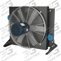 COOL-LINE Forced Air Oil Cooler: 105 hp Heat Removed, 200 gpm Max. Flow, 377 psi Max. Pressure (MPN A105-3). Key specifications — attr96059: 2 in SAE 4 Bolt Flange; attr96056: 56C; attr96057: 230/460V AC; attr98919: COOL-LINE.