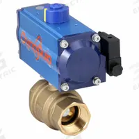 DYNAQUIP CONTROLS Pneumatically Actuated Two-Way Ball Valve: 1 1/2 in Size, Brass, FNPT x FNPT (MPN PHH27ATDA063A). Key specifications — Brand: DYNAQUIP CONTROLS; Pilot Solenoid Voltage: 115V AC.
