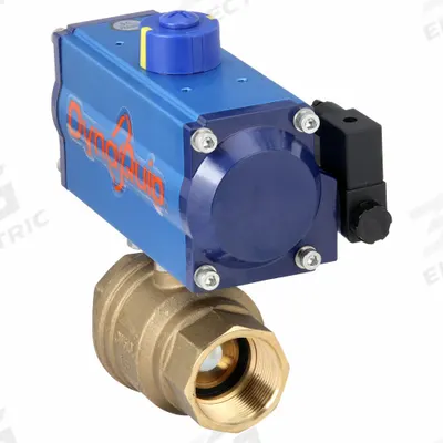 DYNAQUIP CONTROLS Pneumatically Actuated Two-Way Ball Valve: 1 1/2 in Size, Brass - Brass Pneumatically-Actuated Ball Valves