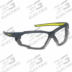 HEXARMOR Safety Glasses: Clear Lens Color, Half-Frame, Anti-Fog/Hard Coat/TruShield®, NX1G Series (MPN 11-32006-02). Key specifications — Series: NX1G; Lens Color: Clear; Frame Color: Charcoal/High-Visibility Yellow; Brand: HEXARMOR.