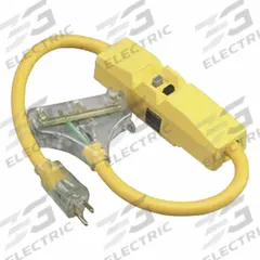 SOUTHWIRE GFCI: Manual Reset, 3 ft Lg, 12/3, 5-15P Plug, 15 A Current, 120V AC, 5-15R, Yellow, SEOW (MPN 30040008-6). Key specifications — NEMA Plug Configuration: 5-15P; NEMA Receptacle Configuration: 5-15R; Brand: SOUTHWIRE; Voltage: 120V AC.