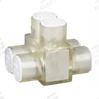 BURNDY Multitap Connector: 2 Port, Double-Sided Entry, 10 AWG – 250 kcmil Wire Size, Clear (MPN BIBD2502). Key specifications — Body Material: Aluminum; Brand: BURNDY.
