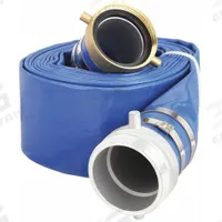 Water Discharge Hose: 1 1/2 in Hose Inside Dia., 25 ft Hose Lg, 80 psi, Blue, MNPSM x FNPSM (MPN 45DT90). Key specifications — Brand: APPROVED VENDOR; Temp. Range: 5° to 150°F; Hose Color: Blue.