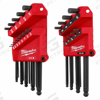 MILWAUKEE Hex Key Set: 16 or More Pieces, L, Metric and SAE, Single Ball End, Long - L-Shaped Hex Key Sets