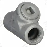 Sealing Fitting - Vertical and Horizontal: Iron, 3/4 in Trade Size, 3 11/16 in Overall Lg (MPN EYS-2). Key specifications — Brand: APPLETON ELECTRIC; Connection Type: Threaded; Ends - Hazardous Fittings: 3/4 in FNPT x 3/4 in FNPT; Material: Iron; Hazardous Location Rating: Class III; Thread Type: NPT; Standards: UL 886; Threaded Ends: Female to Female.