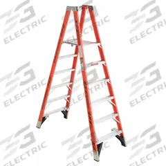 WERNER Twin Platform Stepladder: 6 ft Ladder Size, Fiberglass, 300 lb Load Capacity, 42 lb Wt (MPN PT7406). Key specifications — Brand: WERNER; Included Features: Guard Rail.