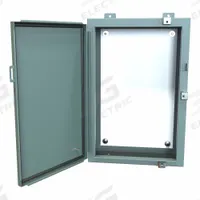 HAMMOND Electrical Enclosure: Steel, 24 in x 16 in x 6 in, NEMA 12/13/3R/4, w/Panel, Solid Cover (MPN 1418N4H6). Key specifications — Closure Method: Clamps; Brand: HAMMOND; Knockouts: Not Included.