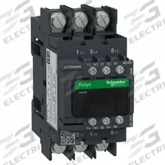 SCHNEIDER ELECTRIC IEC Contactor: Non-Reversing, 3 Poles, 3NO Contacts, 40 A, 120V AC/48V AC Coil (MPN LC1D40A6EHE). Key specifications — Brand: SCHNEIDER; Integrated Surge Suppression: Yes; Nominal Coil Voltage @ 60Hz: 48V AC.