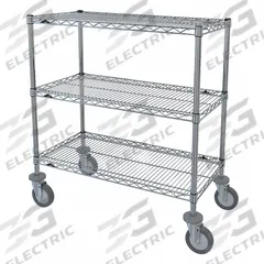 METRO Wire Shelving Unit: 36 in x 18 in x 39 7/8 in, Dry, Split Sleeve, 3 Shelves, (4) Swivel (MPN 65126-IP). Key specifications — attr15738: Silver; attr15739: (4) Posts; attr14157: Chrome; attr14150: Dry; attr14159: Round; attr5304: 3; attr14155: (4) Swivel; attr14158: Steel.