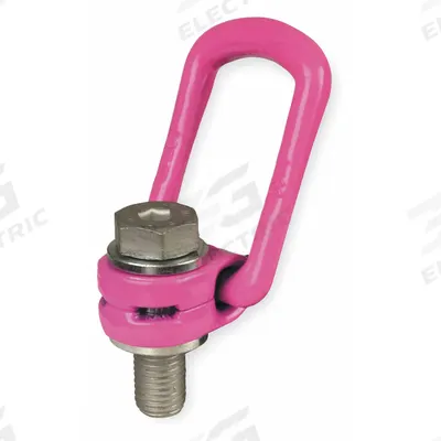 RUD CHAIN Hoist Ring: Pivot/Swivel, Steel w/Pink Powder-Coated Bail, M36-4, Max. 17,630 lb - Pivot & Rotate Hoist Rings
