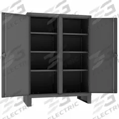 DURHAM MFG Storage Cabinet: 48 in x 24 in x 66 in, 6 Adj Shelves, 2 Doors, Legs, Gray, Assembled (MPN HDDS244866-6S95). Key specifications — Brand: DURHAM MFG; Base Type: Legs; Cabinet Color: Gray; Frame Assembled: Assembled.