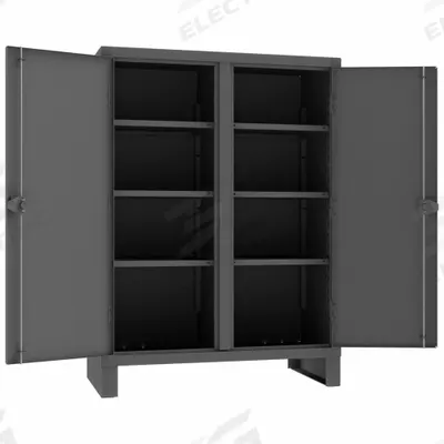 DURHAM MFG Storage Cabinet: 48 in x 24 in x 66 in, 6 Adj Shelves, 2 Doors, Legs, Gray - Shelf-Style Shift Cabinets
