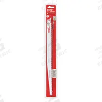 MILWAUKEE Reciprocating Saw Blade: 6 Teeth per Inch, 12 in Blade Lg, 0.05 in Blade Thick, 5 PK (MPN 48-00-5017). Key specifications — attr1109198: 6; attr1109200: Rigid for Straight Cuts; attr1109201: Tapered; attr1109209: MILWAUKEE.