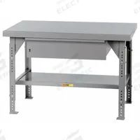 LITTLE GIANT Workbench: Adj Ht, Steel, 60 in x 36 in, 10,000 lb Overall Load Capacity, Gray (MPN WW3660-HD-ADJ). Key specifications — Included Components: Drawer; Brand: LITTLE GIANT.