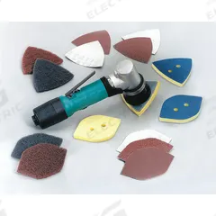 DYNABRADE Air Detail Sander: Orbital, 0.12 hp, 20 cfm, Non-Vacuum, 13,000 RPM Max, 9 in Tool Lg (MPN 57910). Key specifications — attr1320331: Off-Set; attr1320360: DYNABRADE.
