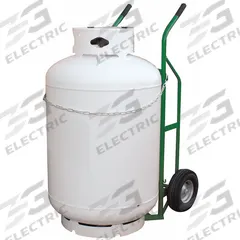 SAFTCART Cylinder Hand Truck: 800 lb, Single, 1 Cylinder, 21 in W x 7 in D Nose Plate (MPN 7-900-4P). Key specifications — Brand: SAFTCART; Color: Green; Securing Mechanism: Chain.