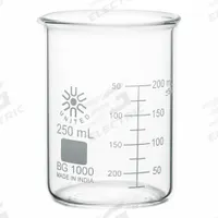 APPROVED VENDOR Beaker: 250 mL, 8.4 fl oz, A, Low Form, Type I, Colorless, Borosilicate Glass (MPN BG1000-250). Key specifications — attr1371034: Type I; attr1371051: APPROVED VENDOR; attr1371062: Colorless.