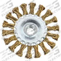 APPROVED VENDOR Wire Wheel Brush: Twisted Brass, 4" Dia x 1/2" Wd, 5/8" Arbor Hole, 0.02" Fill (MPN 66254443053). Key specifications — Brand: APPROVED VENDOR.