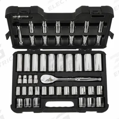 WESTWARD Socket Set: 1/2 in Drive, 47 Piece, 12-Point, Metric - SAE & Metric Socket Sets