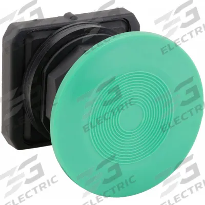 Dayton Mushroom Head Push Button: Green, 30 mm Mounting Size, Non-Metallic - Mushroom-Head Push-Button Operators