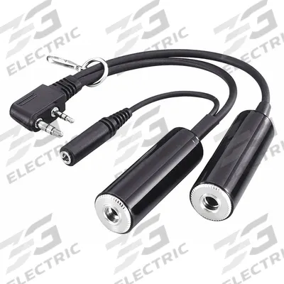 ICOM Aviation Headset Adapter Cable: Fits Icom, For A24/A6 Series, From 2-Pin - ICOM-Compatible Audio Adapters