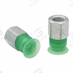SCHMALZ Vacuum Pad Assembly: Flat, 1/8 in NPT Vacuum Port, 16 mm Pad Dia, Food Grade Silicone Rubber (MPN 10.01.01.14950). Key specifications — attr1019136: 10.01.01.14950; attr1019138: SCHMALZ; attr1019139: 55 A.