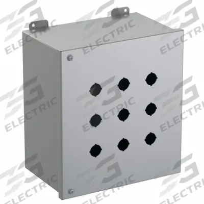 HAMMOND Push Button Enclosure: 22mm, 9 Holes, Carbon Steel - Enclosures for 22mm Operators
