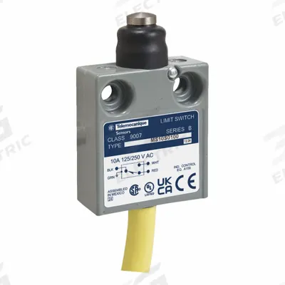 TELEMECANIQUE SENSORS Limit Switch: Plunger Actuator, Metallic, Plunger, 80 ozf Op Force - Max - Top-Mount Plunger Limit Switches