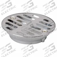 APPROVED VENDOR Shower Drain: Zinc, Chrome, 3 1/2 in Overall Dia, 3 1/2 in Overall Ht, Threaded (MPN 133-405). Key specifications — Color: Silver; Includes: Flange; Connection Type: Threaded; Material: Zinc; Grate Material: Stainless Steel.