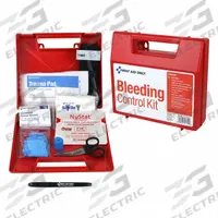 FIRST AID ONLY First Aid Kit: Plastic Case, 24 People Served, 12 Components, 0 Pockets (MPN 91310). Key specifications — Brand: FIRST AID ONLY; Wound Dressings Included: Elastic Band Back-Up Tourniquet; Housing Material: Plastic.