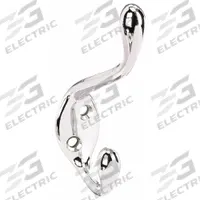 APPROVED VENDOR Wardrobe Hook: Screw, 35 lb Wt Capacity, 2 Points per Hook, Silver, 1 in Projection (MPN 1XNG3). Key specifications — Color: Silver; Finish: Satin Chrome; Material: Zinc; Product Type: Wardrobe Hook.