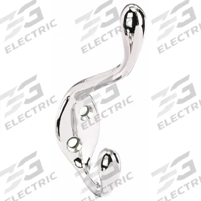 APPROVED VENDOR Wardrobe Hook: Screw, 35 lb Wt Capacity, 2 Points per Hook, Silver - Mounted Coat & Garment Hooks