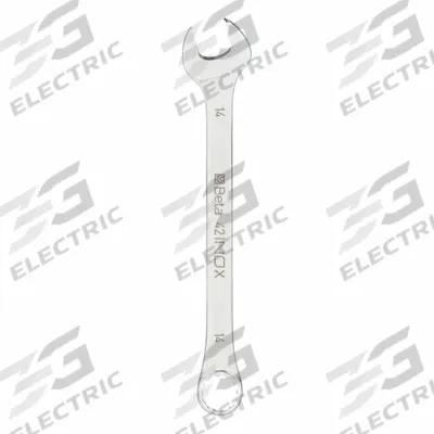 BETA Combination Wrench: Stainless Steel, Chrome, 14 mm Head Size, 7 in Overall Lg - Metric Spline Combination Wrenches