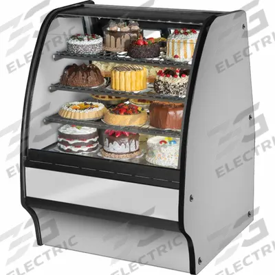 TRUE REFRIGERATION Refrigerated Merchandiser: 49 1/8 in x 36 1/4 in x 39 in, Silver - Curved Glass Display Refrigerator Merchandisers