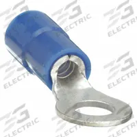 GRAINGER Ring Terminal: Blue, Vinyl Insulation, #8 Stud Size, 16 AWG to 14 AWG Wire Sizes, 600 V (MPN 5WHG4). Key specifications — attr1308027: GRAINGER; attr1356587: Funnel Entry.