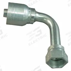 AEROQUIP Hydraulic Crimp Fitting: Steel x Steel, 90° Elbow, -16 For Hose Dash Size, ORS x Crimp (MPN 1AA16FRC12). Key specifications — Fitting Gender: Female x Genderless; Fitting Connection Type: ORS x Crimp; For Hose Dash Size: -16; Thread Size: 1-7/16"-12; Brand: AEROQUIP.