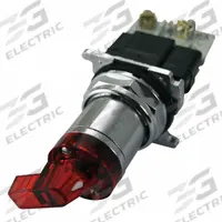 EATON Selector Switch: 30 mm Panel Mounting Size, 2 Positions, Extended Lever, 1NO/1NC, Metallic (MPN 10250ED1117-LR). Key specifications — AC Contact Rating: 10 A @ 660 V; Action: Maintained/Maintained; Cam: 3; DC Contact Rating: 5 A @ 250 V; Hazardous Location Specification: Not Rated; Operator Head Material: Polymer; Operator Head Type: Long-Handled Knob; Operator Illumination: Illuminated.