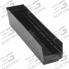 QUANTUM STORAGE SYSTEMS Shelf Bin: 17 7/8 in Overall Lg, 4 1/8 in x 4 in, Black, Nesting Capable (MPN QSB103BR). Key specifications — Brand: QUANTUM STORAGE SYSTEMS; % Recycled Content: 100%; Manufacturer Part Number: QSB103BR; Includes Dividers: Dividers Not Included; Electrostatic Discharge: Not Electrostatic Discharge Conductive.