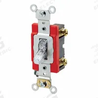 LEVITON Wall Switch: Toggle Switch, Single Pole, Maintained, Clear, 120V AC, 20 A (MPN 1221-PLC). Key specifications — Illuminated: No.