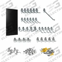 TRITON PRODUCTS Pegboard Panel Kit: Round, 1/4 in Peg Hole Size, 48 in x 24 in x 1/4 in, Black (MPN TPB-36BKH-Kit). Key specifications — Material: High-Density Fiberboard; Finish: Painted; Peg Hole Shape: Round; Includes: Assortment of Durahook Pegboard Hooks and Mounting Hardware; Color: Black; Brand: TRITON PRODUCTS.
