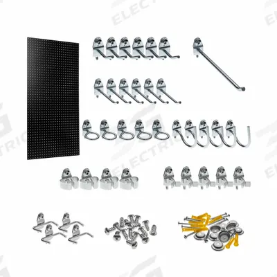 TRITON PRODUCTS Pegboard Panel Kit: Round, 1/4 in Peg Hole Size, 48 in x 24 in x 1/4 in - Round-Hole Pegboard Panel & Accessory Kits