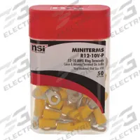 POLARIS Ring Terminal: Yellow, Vinyl Insulation, #10 Stud Size, 12 AWG to 10 AWG Wire Sizes, 600 V (MPN R12-10V-P). Key specifications — attr1308027: POLARIS.