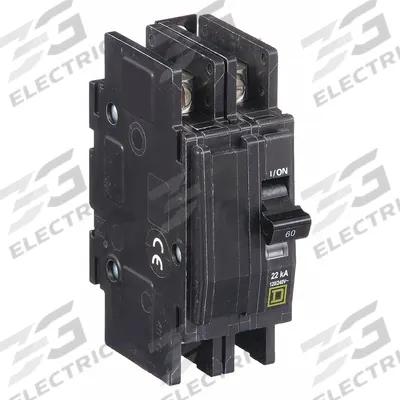 SQUARE D Miniature Circuit Breaker: 60 A, 120/240V AC, Single Phase, 22kA at 120/240V AC - QOU Series, Unit-Mount Square D Miniature Circuit Breakers