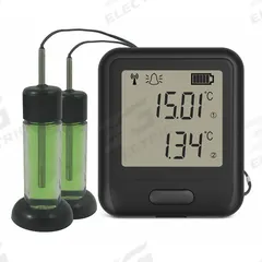 LASCAR Thermometers: -40°F to 140°F /-40°C to 60°C, ±0.4°F/0.2°C, (2) Bottle, 3 m Cable Lg, Glycol (MPN EL-WIFI-VAC2). Key specifications — Bottle Probe Fill Medium: Glycol; Accuracy: ±0.4 °F/0.2 °C; Probe Type: (2) Bottle; Brand: LASCAR; Temperature Units: Fahrenheit.