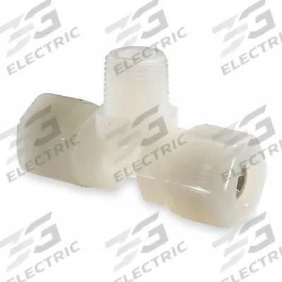 PARKER Compression Tee Fitting: 3/8 in OD x 3/8 in OD x 1/4 in Pipe Size - General Purpose Nylon Compression Fittings